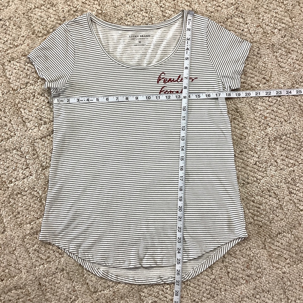 LUCKY BRAND Black-Striped Fearless Female Graphic Tee-Shirt 187 - Picture 8 of 10